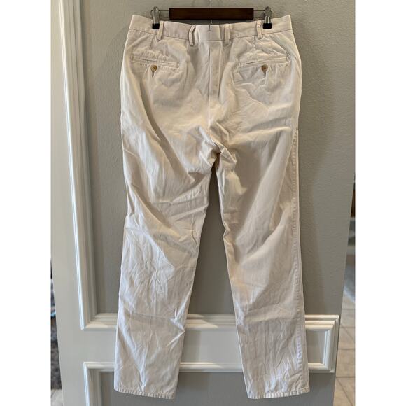 Peter Millar Cream Crown Flat Front Classic Fit Trouser Sz 36x34 Pima Cotton - Picture 2 of 7